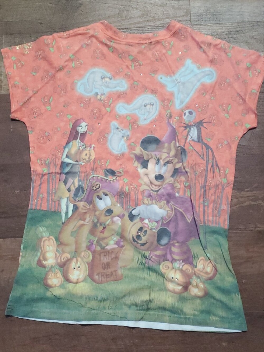 Disney Orange & Green Mickey Mouse Halloween Short Sleeve Tee - Picture 2 of 4